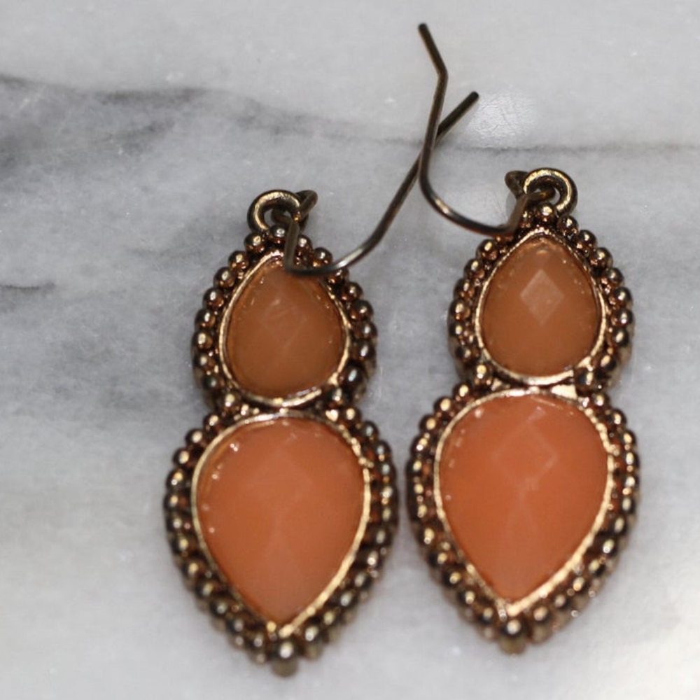 Coral Tear Drop Earrings